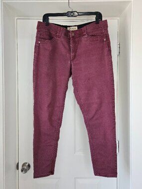 Democracy dark red grunge retro skinny slim jeans pants burgundy maroon Y2K 12